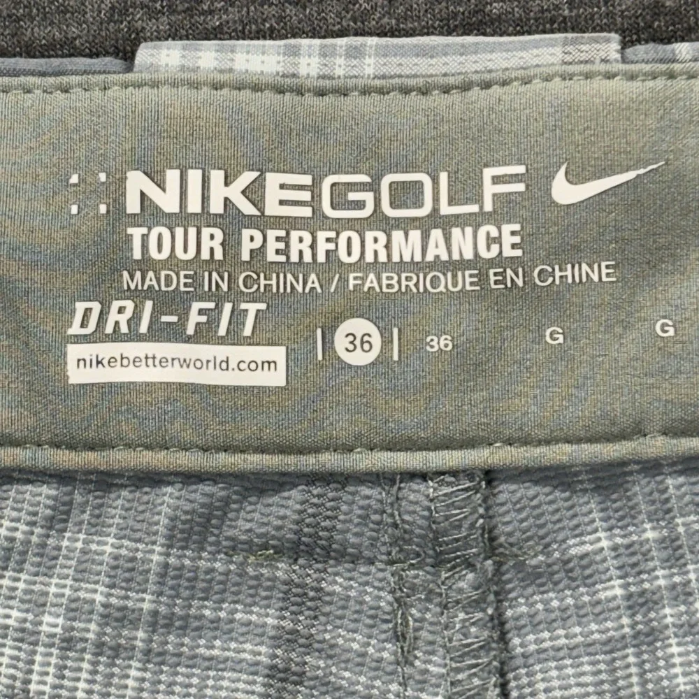 Nike Golf‎ Dri-Fit Tour Performance Shorts Mens 36 Gray Plaid Stretch Preppy